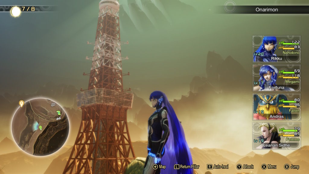 Screenshot von Shin Megami Tensei V mit dem Tokyo Tower
